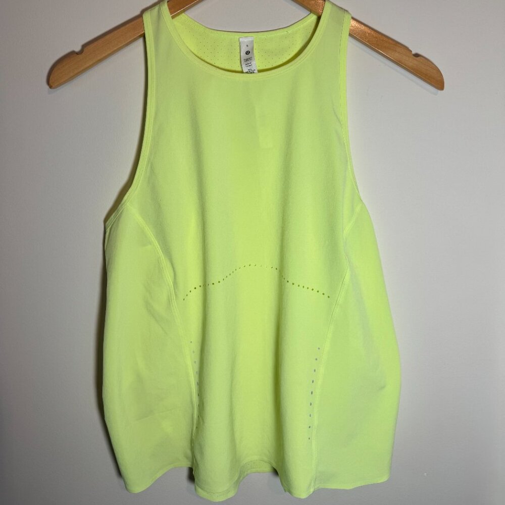 Lululemon Fold-Over Running Tank Top in Highlight Yellow, Size 6